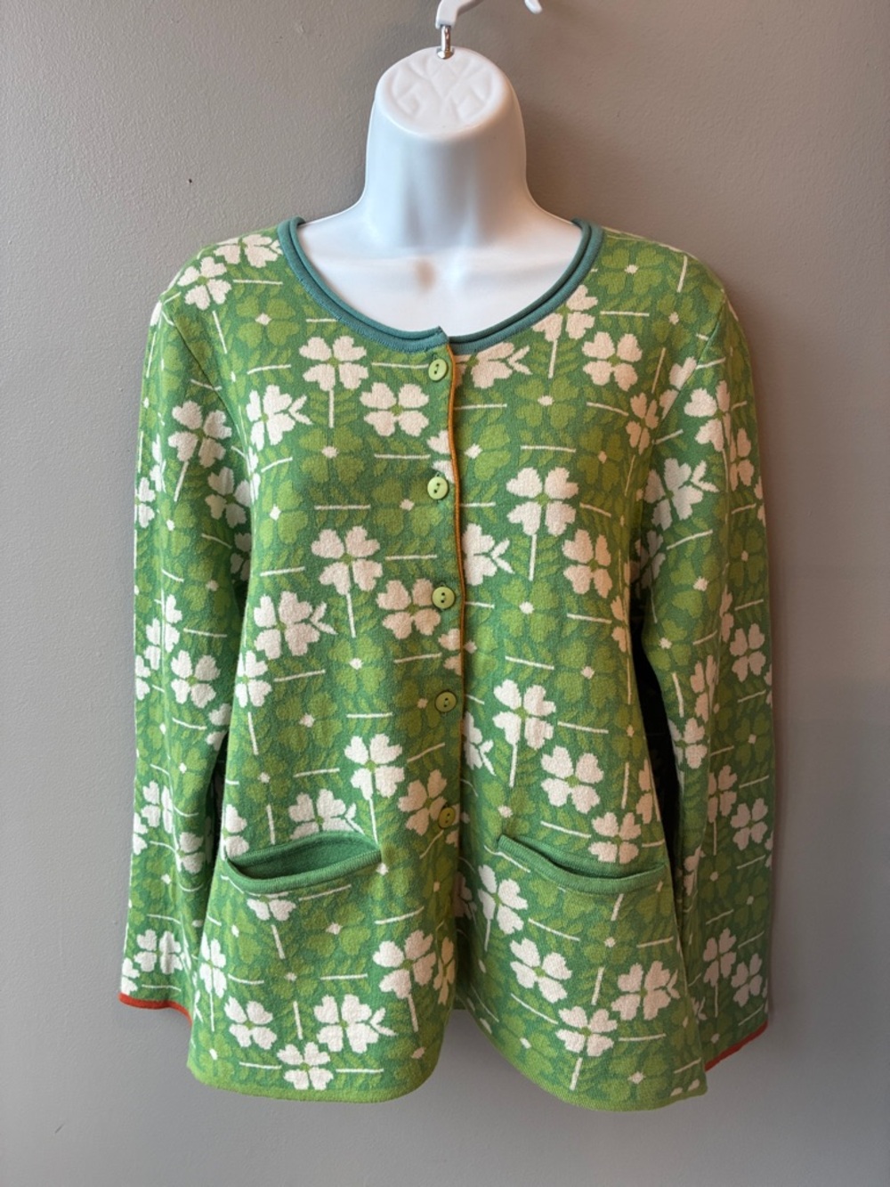 Gudrun Sjoden 4-Leaf Clover Cotton Cardigan, Medium
